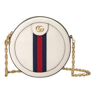 NEW GUCCI women's ophidia mini round shoulder bag in white